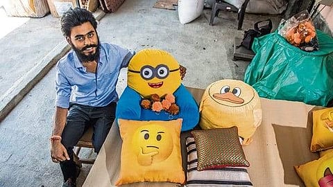 Naman Gupta with the soft toys made from cigarette butts | Pic: Code