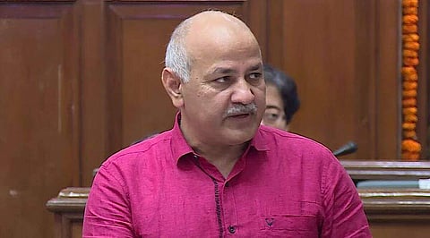 Sisodia presenting the budget (Pic: Screengrab)