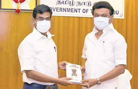 IAS officer V Irai Anbu who assumed charge as the new Chief Secretary, on Friday paid a courtesy call on Chief Minister MK Stalin at the secretariat (Pic: Express)