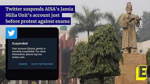 Twitter suspends AISA's Jamia Milia Unit's account just before protest against exams (Pic: EdexLive/Sourced)