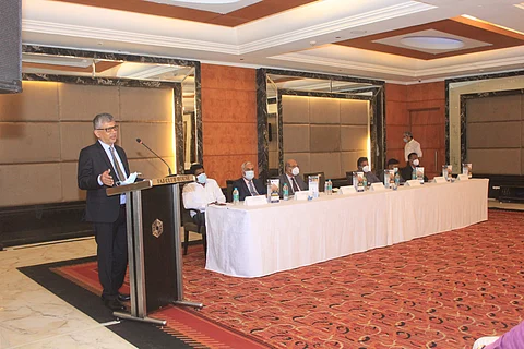 Crescent college administration and retired bureaucrats speaking at the press meet in Chennai. | (Pic: Crescent)