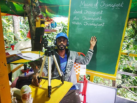 C S Satheesh, a teacher who constructed a makeshift room on tree top (Picture: C S Satheesh)