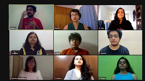 The actors during a rehearsal session