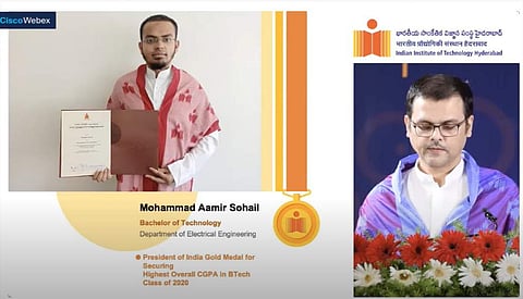 MD Aamir Sohail from the Department of EE received the President of India Gold Medal (2020) | Pic: IIT H