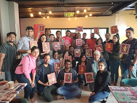 Sridhar Upadhye along with students and artists at The Living Walls (Pictures: Sridhar Upadhye)