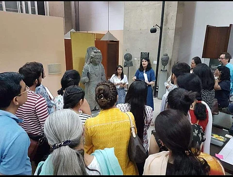 Medhavi Gandhi interacting with the people at museum (pictures: Facebook)