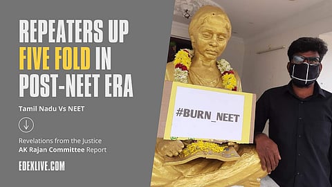 The report by the Tamil Nadu government's high-level committee headed by retired Judge AK Rajan on the impact of NEET in medical admissions in Tamil Nadu was made public on Sept 20 (Pic: EdexLive)