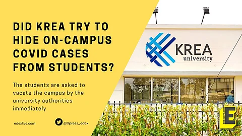 Did Krea University in Sri City delay the results of COVID tests taken from their own staff, students?