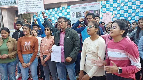 Haryana medical students on strike against bond policy | (Pic: Priya Kaushik)