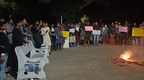Protest against MANF discontinuation at University of Hyderabad | (Pic: Amal Jose Philip)