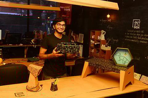 Karthic with one of his creations | Pic: Debadatta Mallick