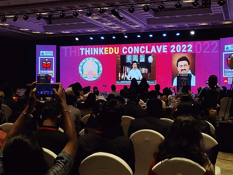 Tamil Nadu CM MK Stalin delivers a virual address | Pic: TNIE