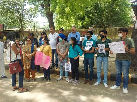 Students gathered at Jantar Mantar today to raise awareness regarding their grievances | Pic: Sourced