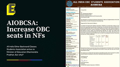 Increase OBC seats in National Fellowships, urges All India OBC Students Association in a letter to Edu Minister 