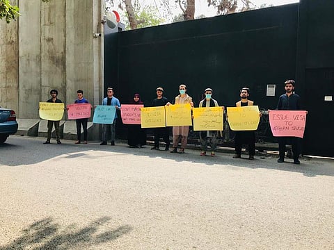 Picture from a protest (Pic: Meena Nezami's Twitter handle)