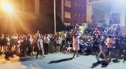 Students of the Chandigarh University protest on the campus after private videos of several women students were posted on social media | Pic: PTI