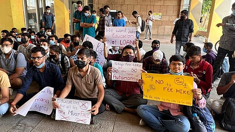 Students protesting against the fee hike at IIT Delhi | Pic: Sourced