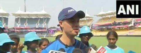 New Zealand cricket player Mark Chapman interacting with the media after the UNICEF initiative | ANI Photo