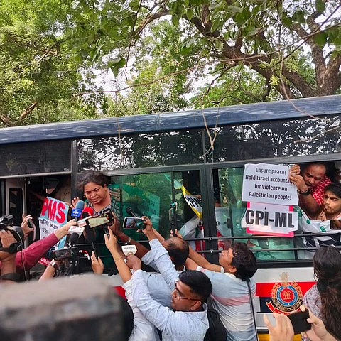 A picture showing members detained by the Delhi police | AISA Photo