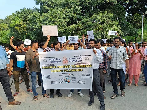 Visuals from protest | (Image: Source)