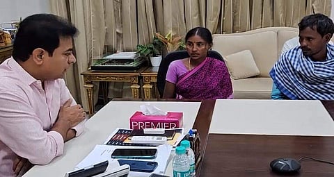 IT Minister KTR in conversation with parents of Pravallika who died by suicide on October 13