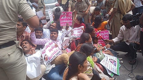 Telangana Spouse Forum protest on October 2 | (Pic: Sourced)