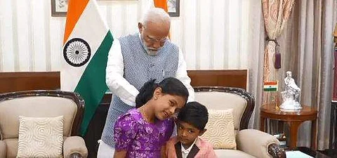 PM Modi playing with children at his office | (Pic: X)
