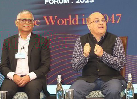 (L-R) Madan Pillutla, Dean, ISB and Rishikesha Krishnan, Director, IIM Bangalore | (Pic: ISB)