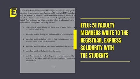 EFLU students’ hunger strike: 51 faculty members write to Registrar, express solidarity with students