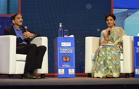 Dr Preetha Reddy and Dr Sumanth Raman at ThinkEdu 2023 | Pic: Ashwin Prasath