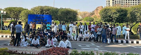 Protest by MANUU students for MoMA scholarship cancellation on Feb 3 | (Pic: Mohammad Abuhamza)