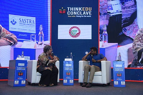 Supreme Court Advocate J Sai Deepak speaks at the ThinkEdu Conclave | Pic: Express/Satish Babu