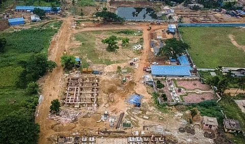 File photo of construction work of Odia University | (Pic: Twitter)