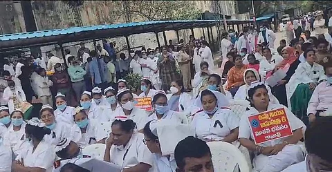 Telangana VVP employees' protest | (Pic: Sourced)