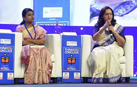 Picture of Ruchee Anand and Innocent Divya from the ThinkEdu Conclave 2024. (Express Photo)