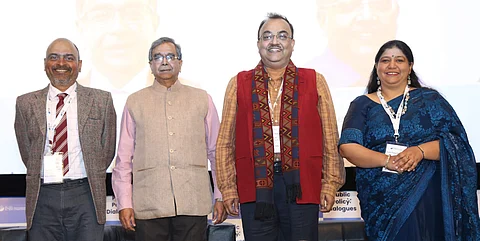 Prof Ashwini Chhatre; Dr K Srinath Reddy; Amarjeet Sinha; and Dr Aarushi Jain | (Pic: ISB)