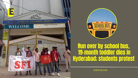 Run over by school bus, 19-month toddler dies in Hyderabad; students protest