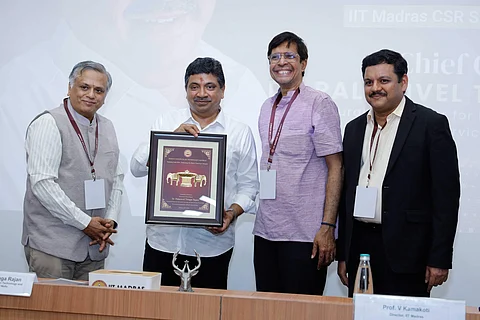Dr Palanivel Thiagarajan, Minister for IT, being felicitated during IIT Madras National CSR Summit | (Pic: IIT Madras)