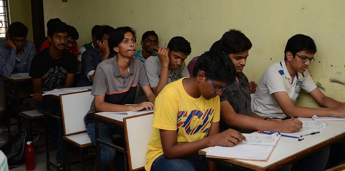 Indian students studying in a classroom
